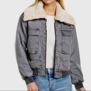 Young Fabulous & Broke Earhart Bomber Jacket Faux Sherpa Collar NWT